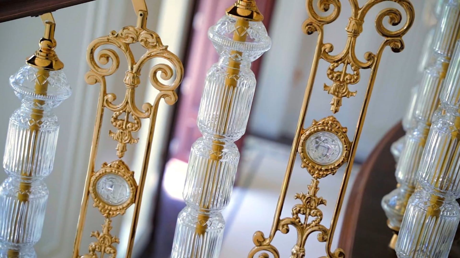 glass and brass stair railing